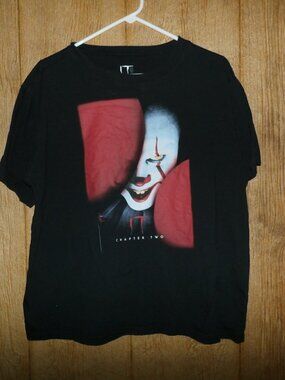 IT Chapter Two T-Shirt Mens XL  Black Pennywise Clown Movie Graphic Tee Horror